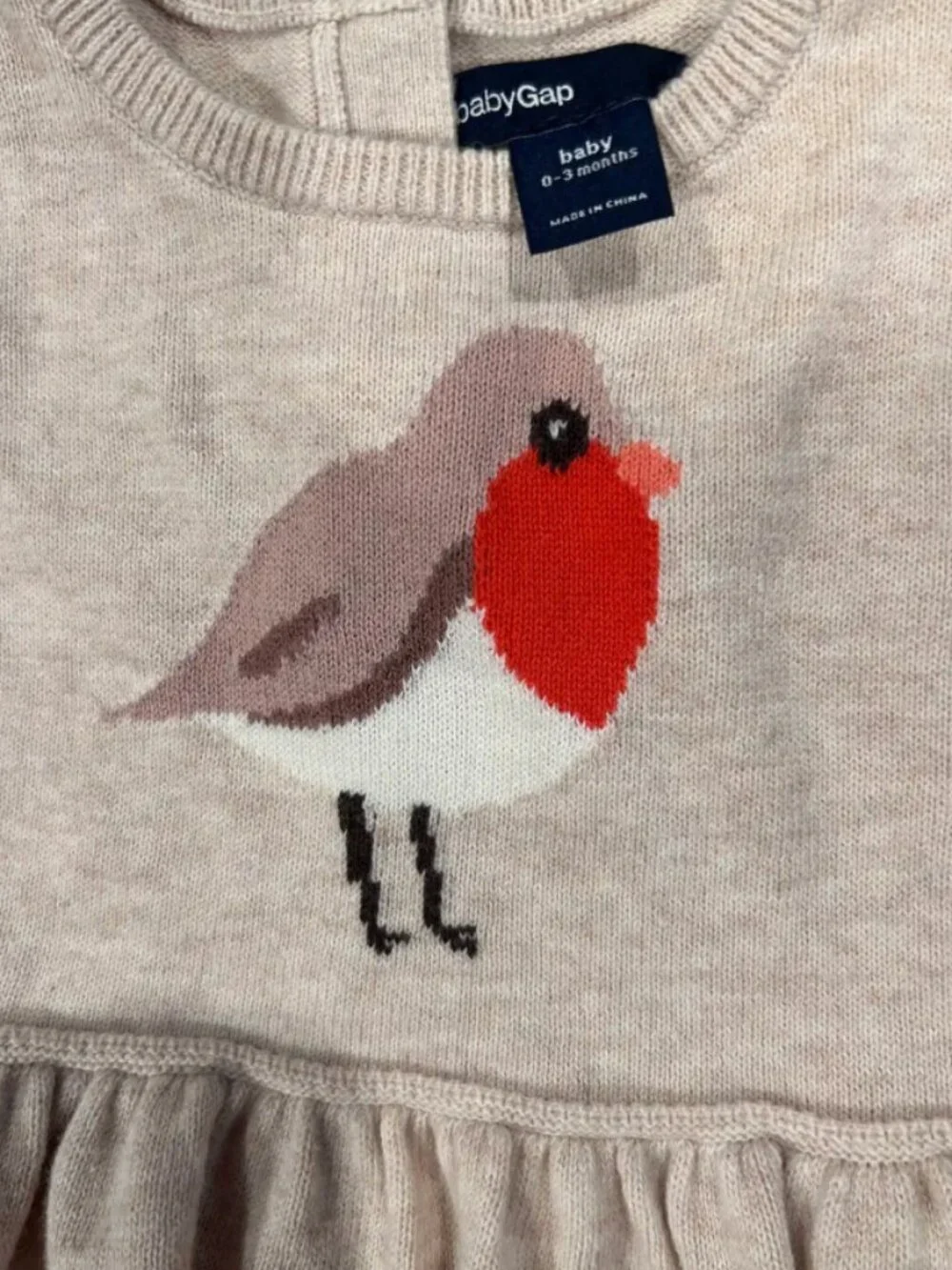 LOT OF 3 BABY GAP TOPS FLORAL BOHO TUNIC BIRD SWEATER BEIGE CARDIGAN 0-3 3-6 MO